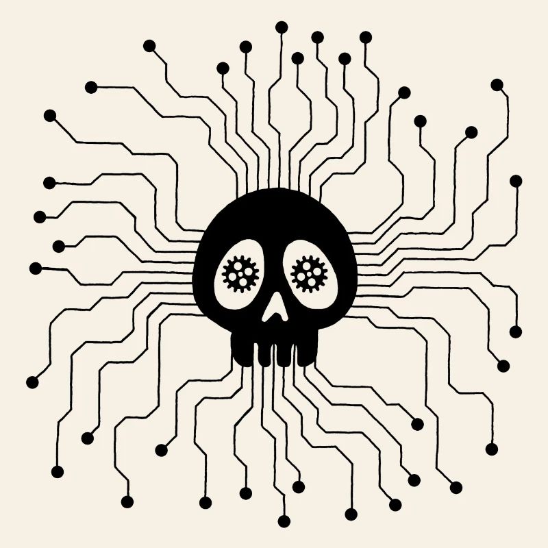 Black microprocessor skull