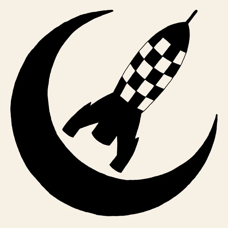 Black rocket and half-moon