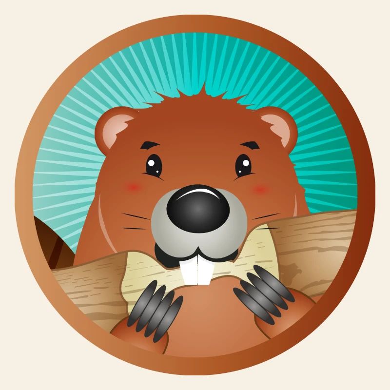 mignon rongeur patch - castor grignote le bois