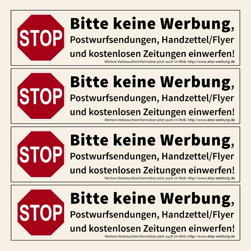 4 x Stop Bitte keine Werbung Sticker