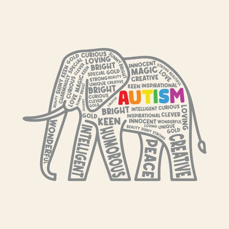 Autism Awareness Elephant Typography