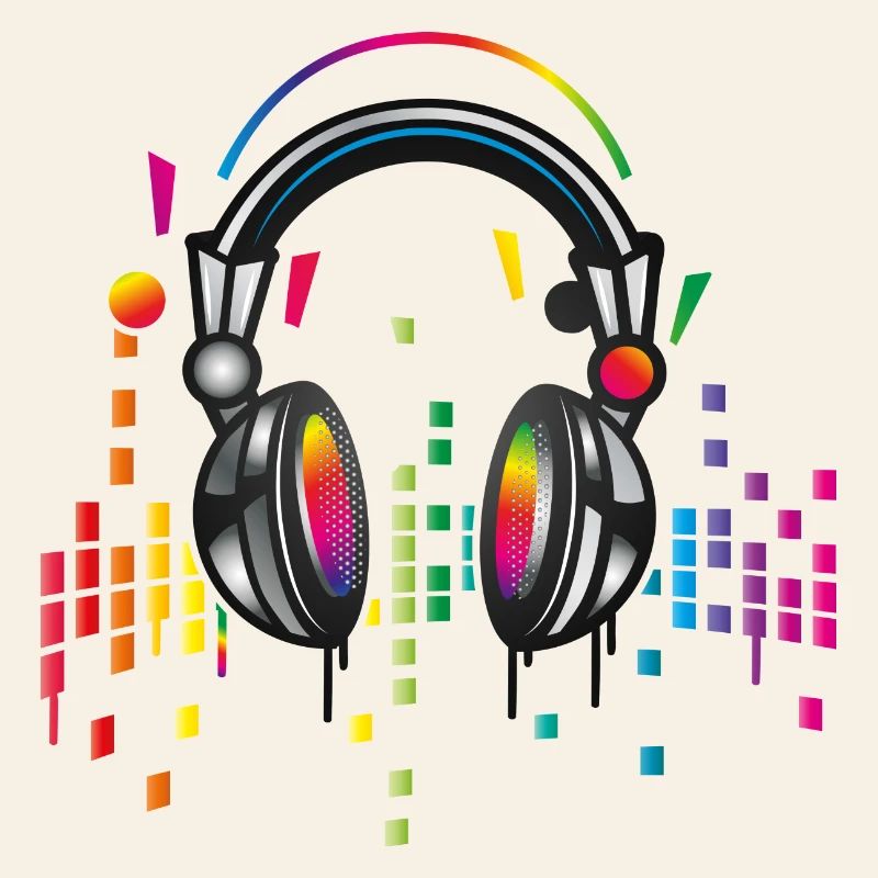 Headphones with colorful equalizer drawing