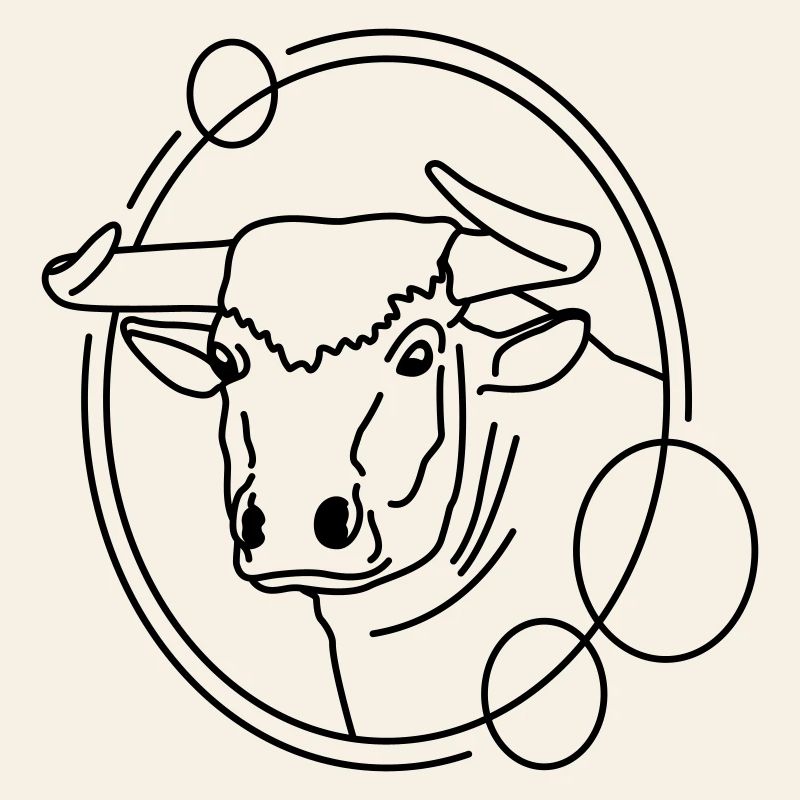 Taureau en forme géométrique - Conception d’art au trait