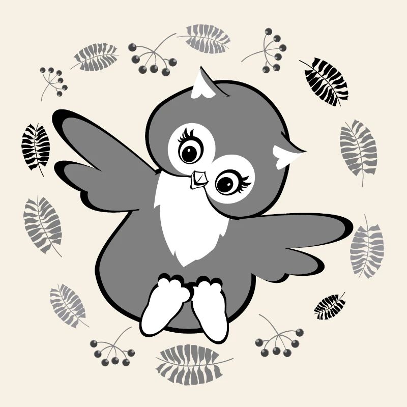 Verspielte Eule im Herbstlaub