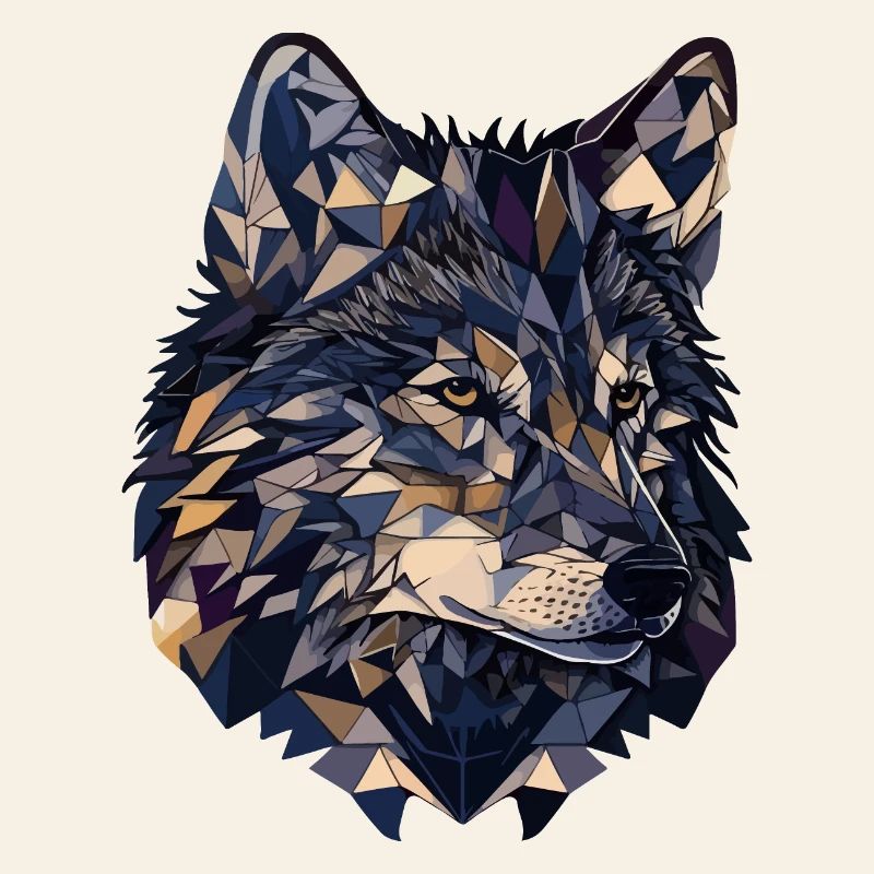 Stylized, geometric wolf