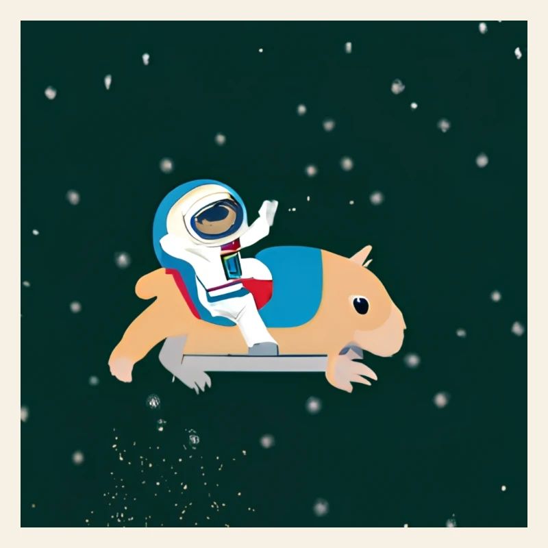 Astronaute sur un capybara spatial