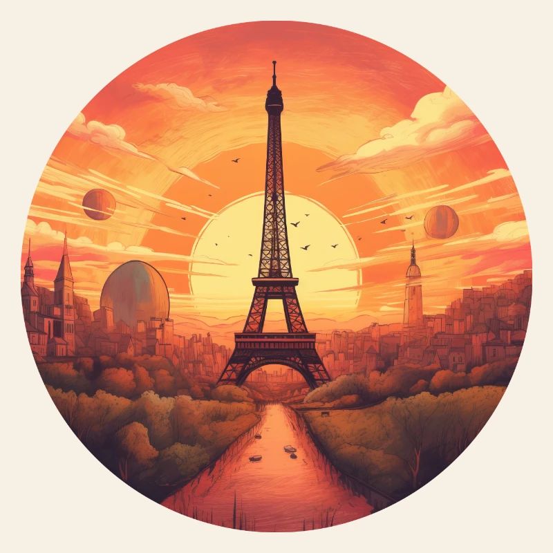 Paris Eiffel Tower at sunset