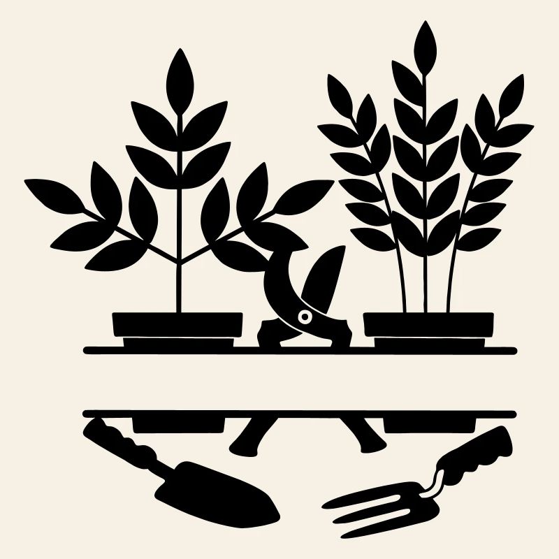 Garden gardener tools two plants