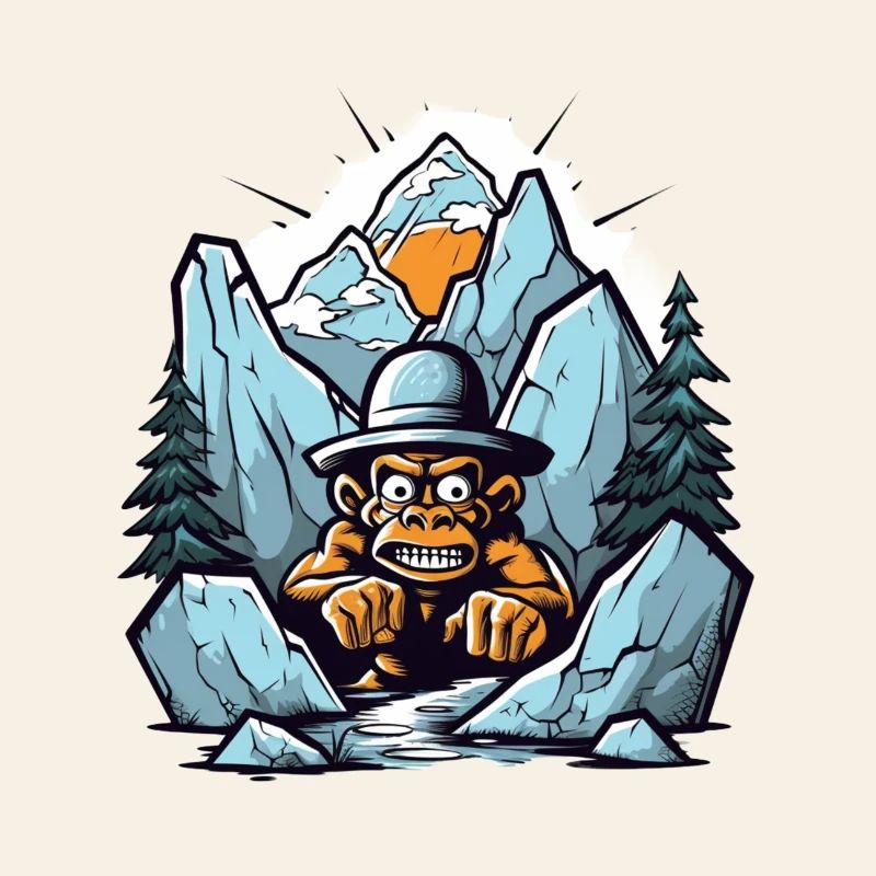 Abstract mountain gorilla with hat