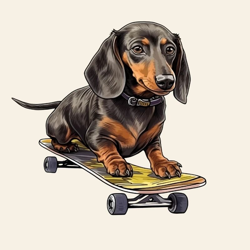 Aventure en skateboard teckel