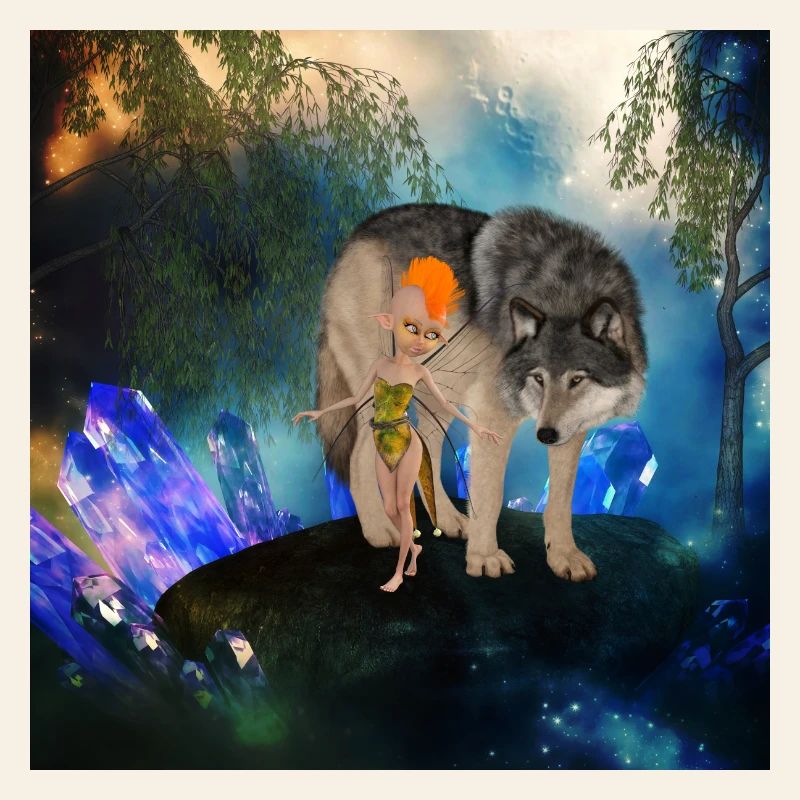 Zwei ungleiche Freunde: die Fee und der Wolf;
