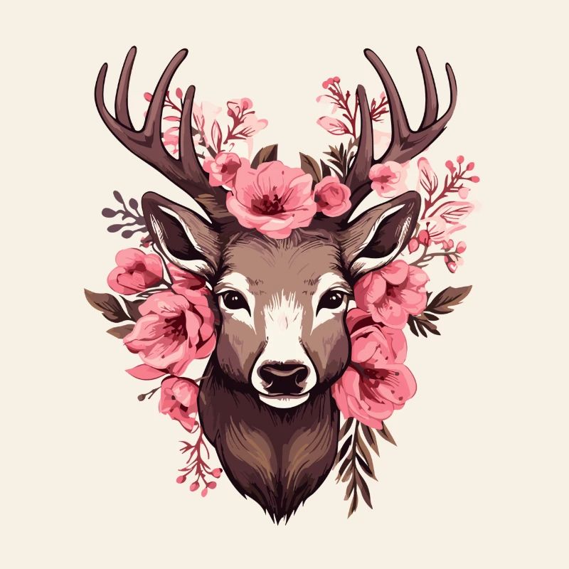 Roe Deer with Flowers Costumes Deer Head Deer Head