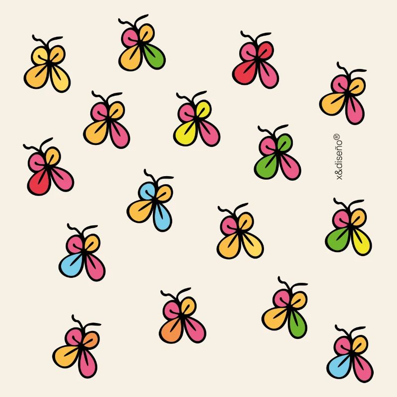 Neonschmetterlinge in schwarzer Silhouette