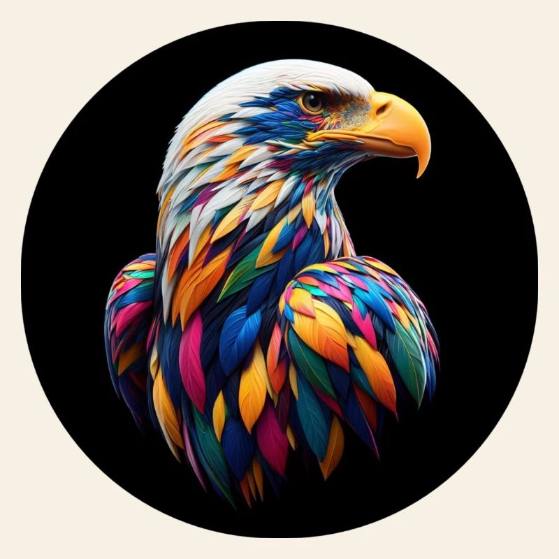 Eagle with colorful feathers
