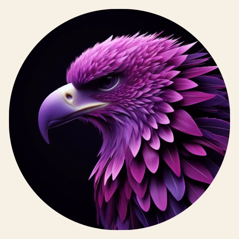 Eagle head purple and pink, black background