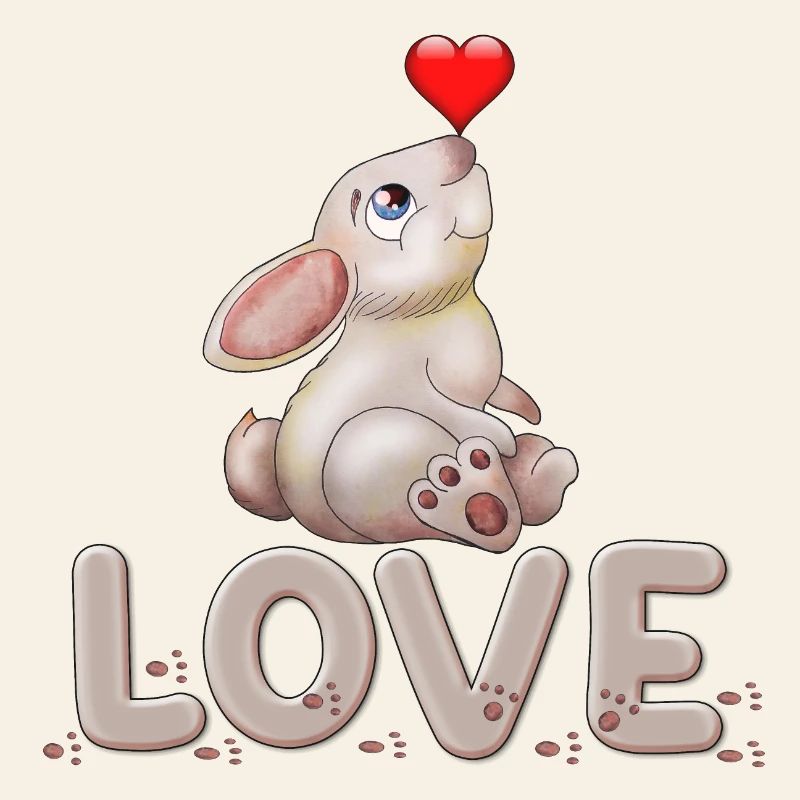 Doux lapin avec affichage d’amour en forme de cœur
