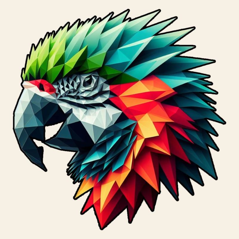 Perroquet dans le design polygonal coloré