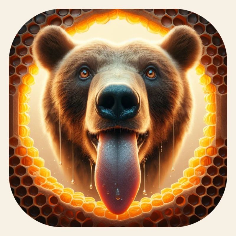 Hungry bear looking through a honeycomb