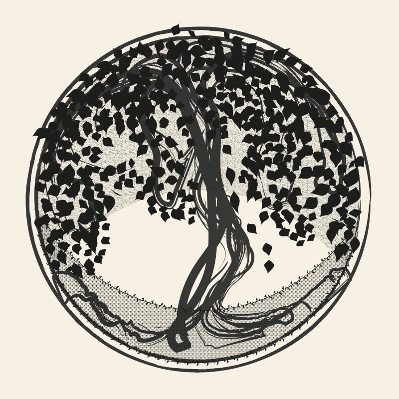 Dark Tree Circle Silhouette