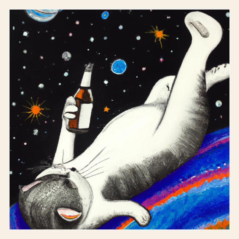 Chat ivre dans l’espace.