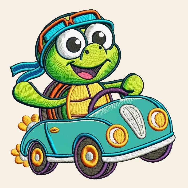Adventurous Turtle Driving Car