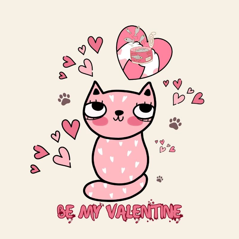 Coeur de chat Saint-Valentin design avec amour