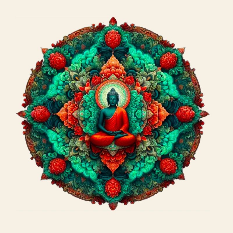 Bouddha Mandala sarcelle