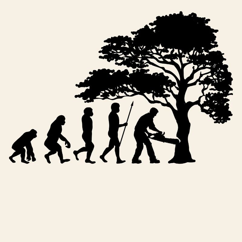 Holzfäller Baum Evolution Säge Sägespäne