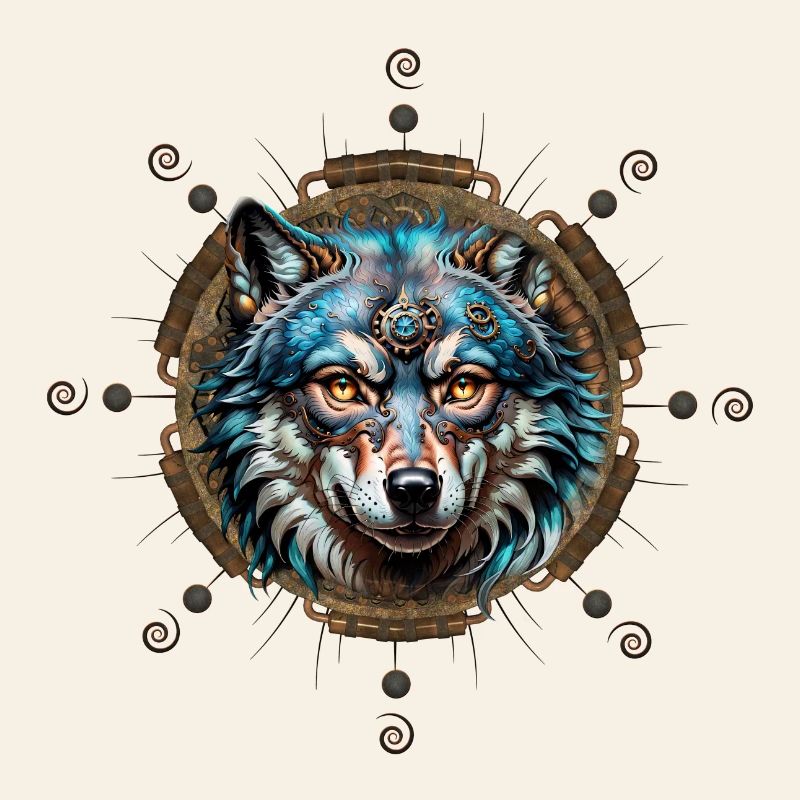 Fantastic steampunk wolf.