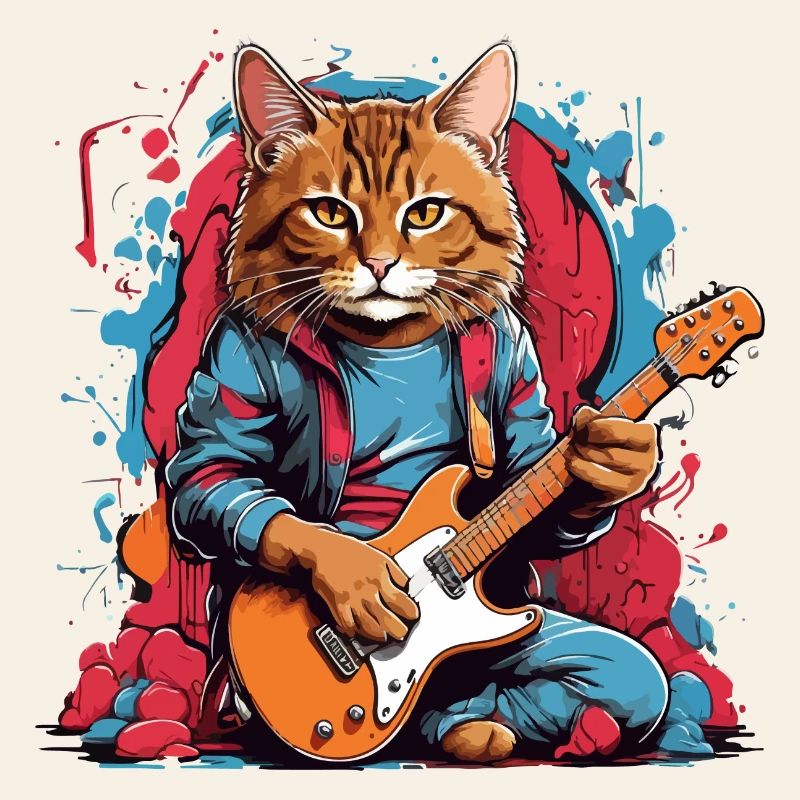 Katze mit Gitarre
