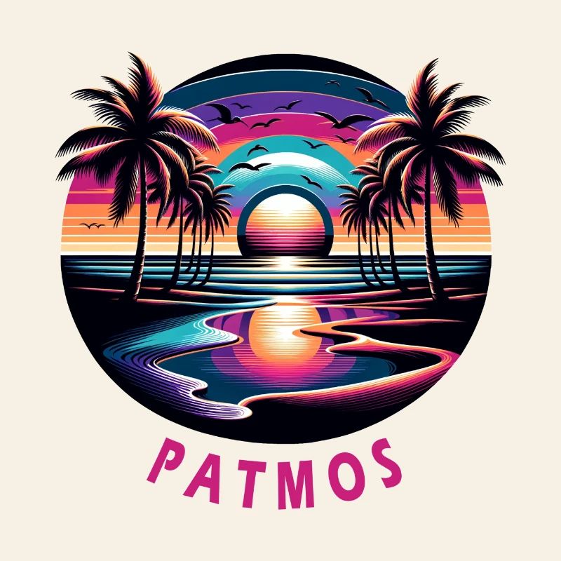 Patmos, Grèce, vacances, plage, coucher de soleil