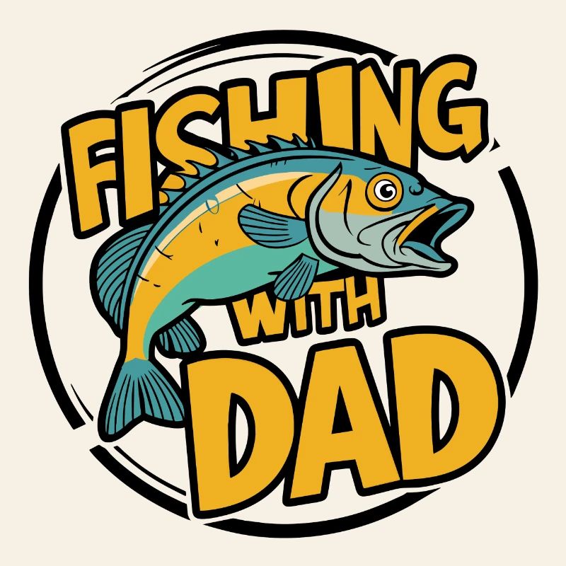 Pêche avec papa avec un design de poisson coloré