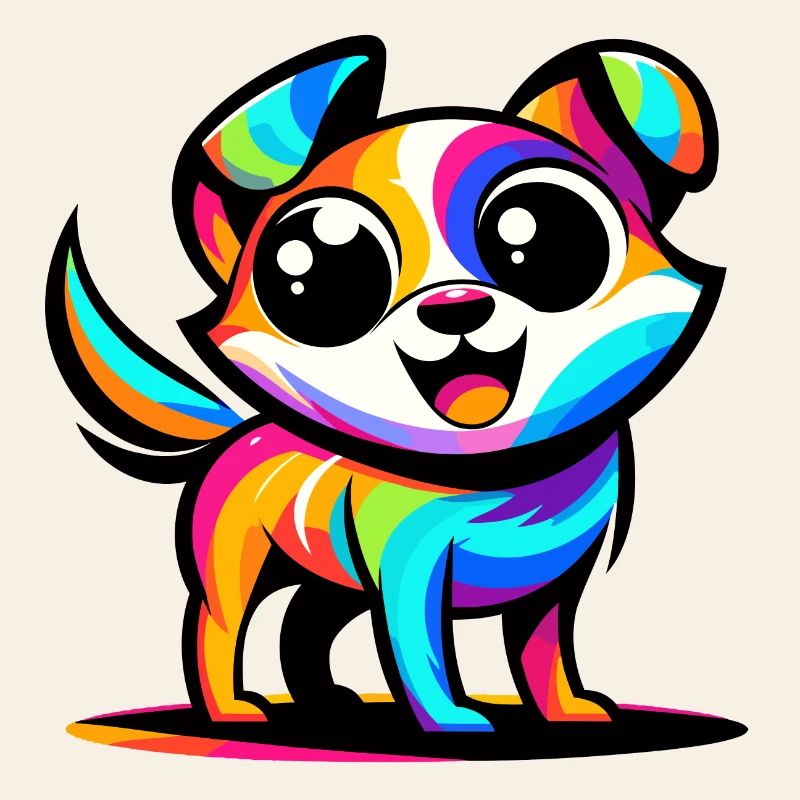 Ein lebendiger Hund im Cartoon-Stil