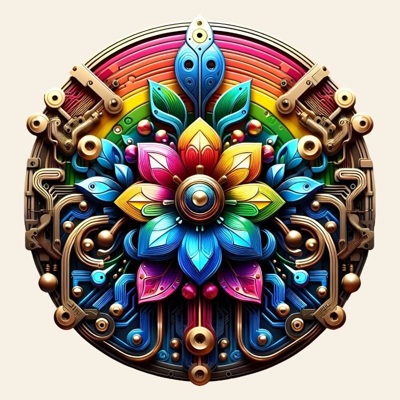 Psychedelic Steampunk Flower Rainbow