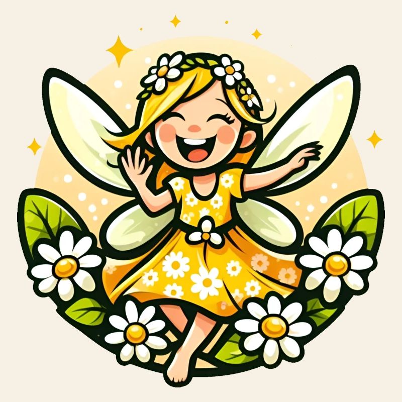 Süße Fee Gänseblümchen Blumenmädchen Lächeln