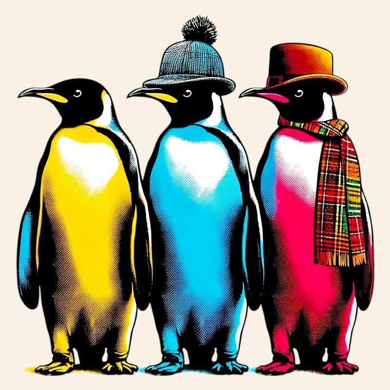 Pingouins pingouins avec chapeau et écharpe
