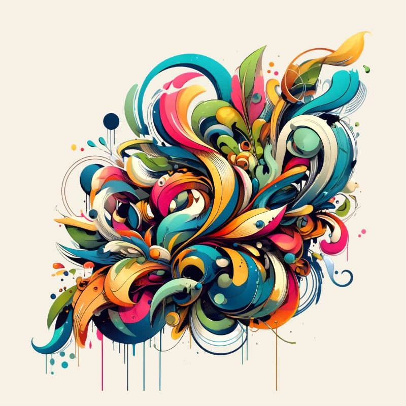 Coole florale dynamische Graffiti-Illustration
