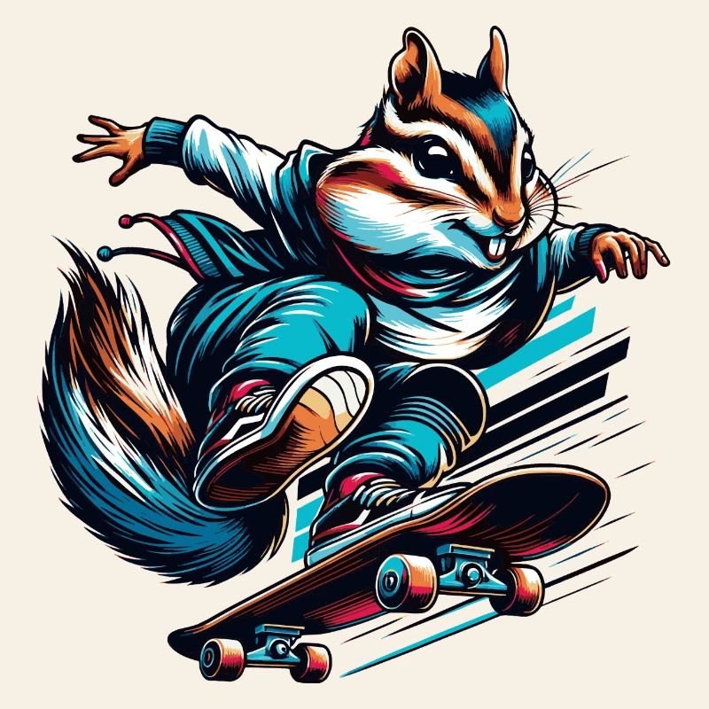 Cool chipmunk on a skateboard