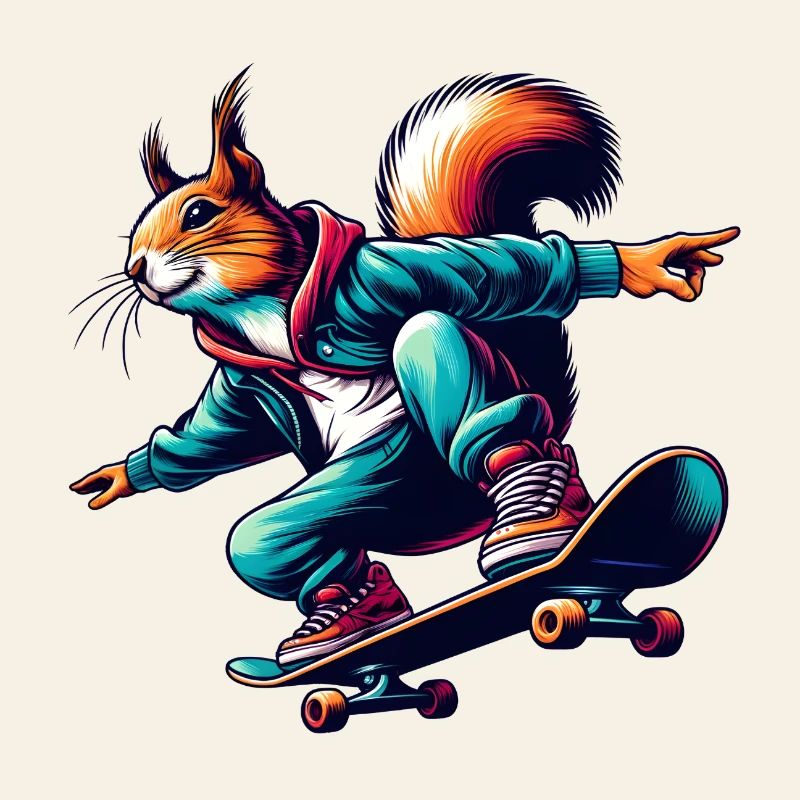 Cool squirrel on a skateboard
