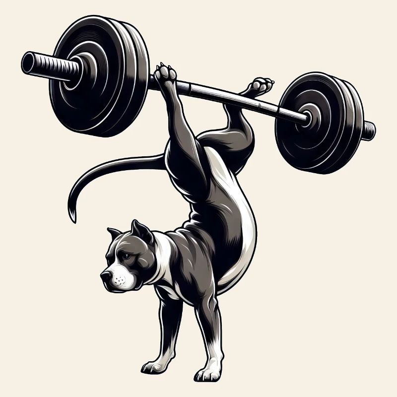 Pitbull Hund Training Hantel Handstand Workout