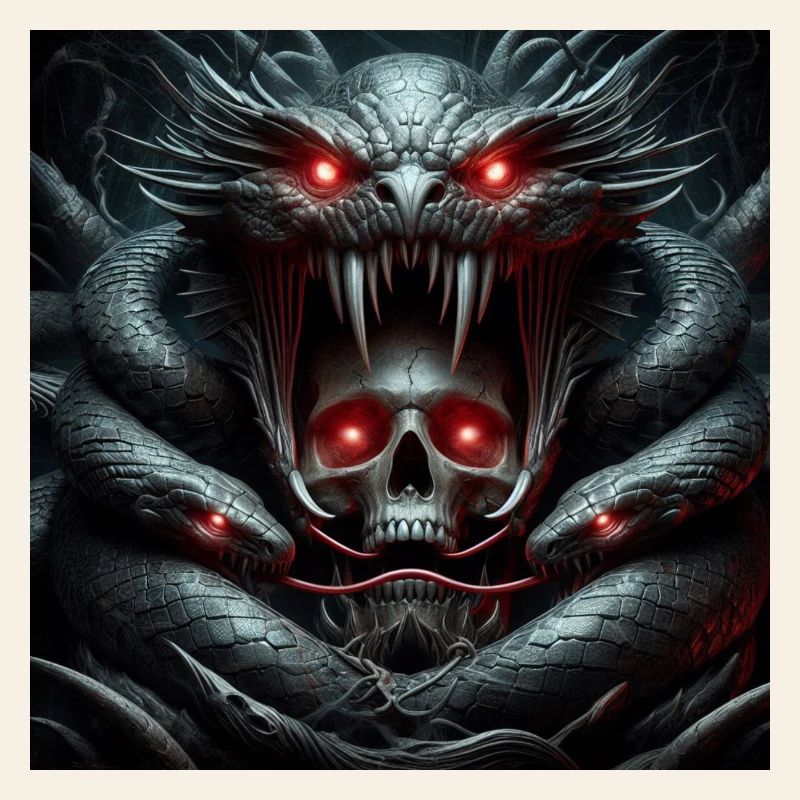 Crâne dévoré par les serpents