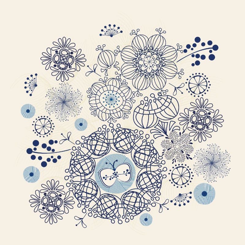 Abstract fireworks pattern in blue and gold