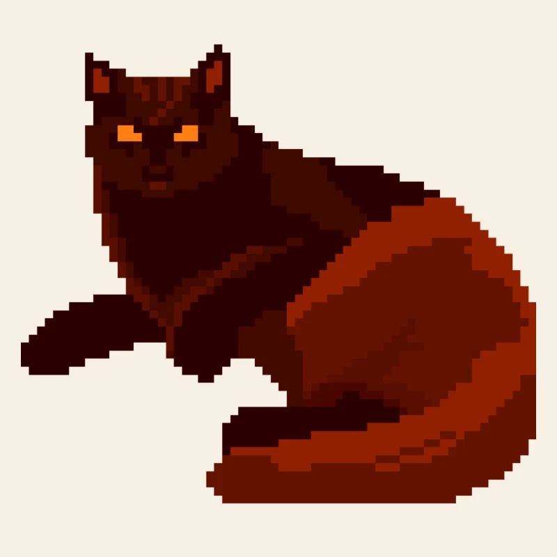 Red Night Cat Pixel Art