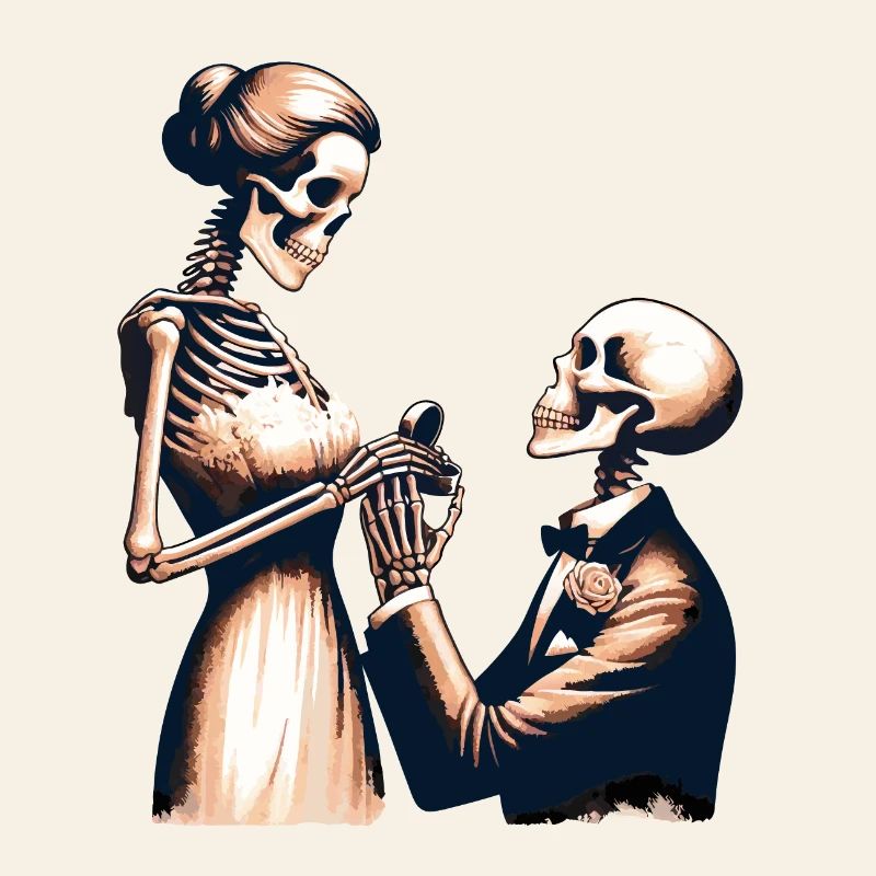 Conception de parodie de squelette de mariage
