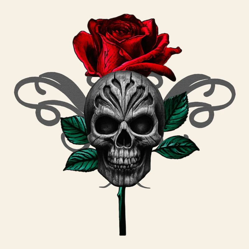 Gothic-Rose mit menschenschädel, Tribalmuster