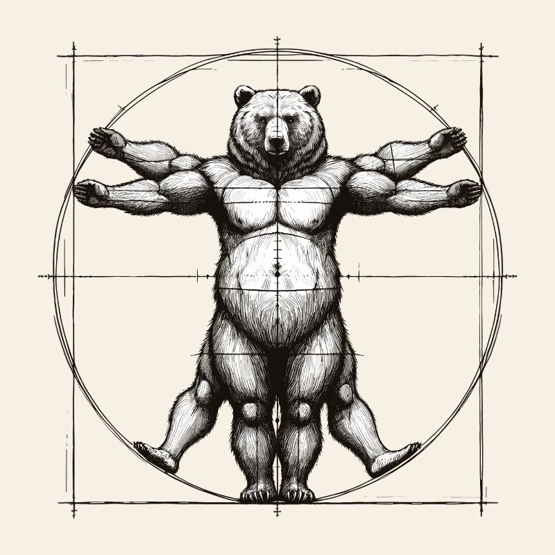 Vitruvian Bear Sketch Drawing Gift