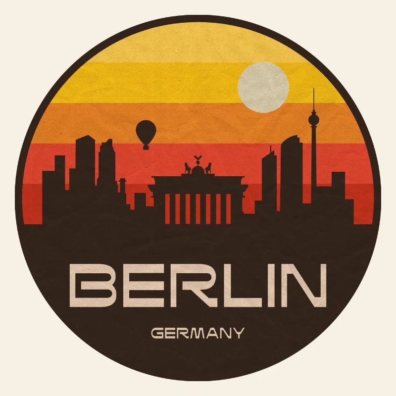 Berlin Skyline Retro Sunset