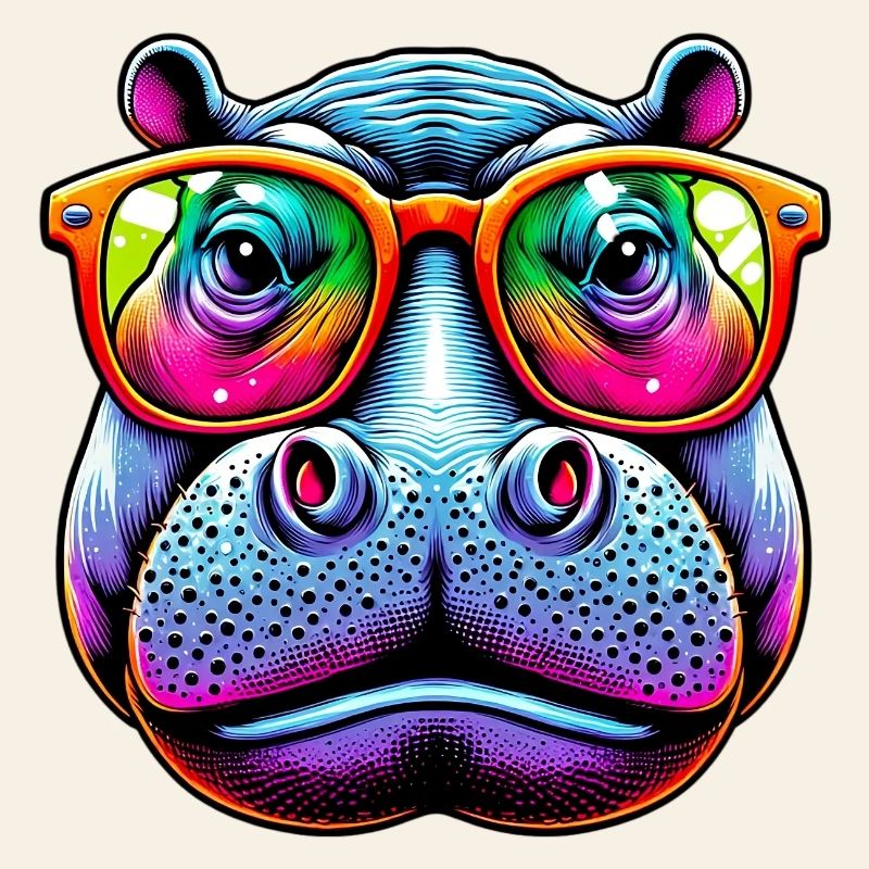 Hippopotame avec lunettes de soleil