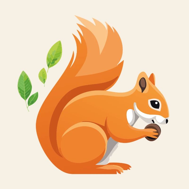 Verspielter Eichhörnchen-Print mit Blättern