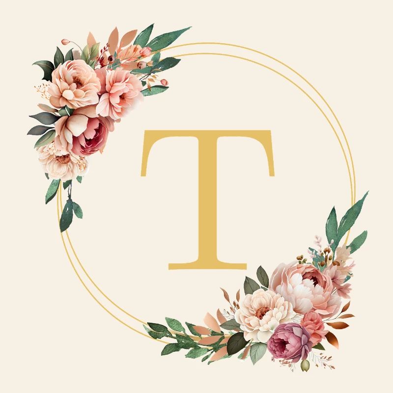 T Monogram, Couronne de fleurs, Personnalisable